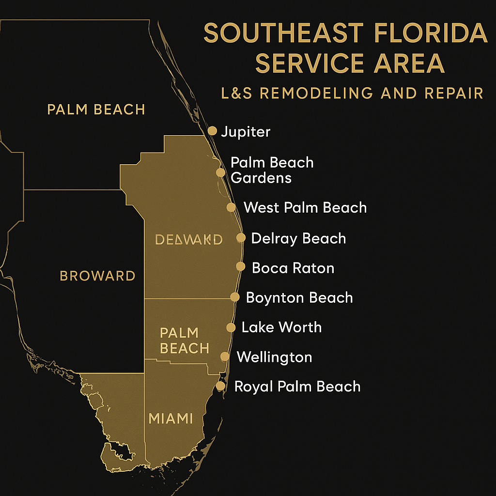Service area map Southeast Florida - From Miami to Palm Beach County